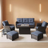 10-Piece Wicker Patio Set with Fire Pit Table and Swivel Rockers