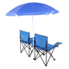 2-Seat Folding Outdoor Chair with Removable Umbrella