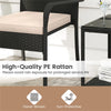 3-Piece PE Wicker Bistro Set with Glass 2-Tier Side Table, Beige