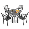 5-Piece Square Patio Dining Set with 37.8-Inch Wood-Grain Table and 4