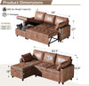 Brown Leather Sleeper Sofa with Storage Chaise
