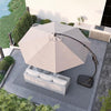 11 ft Cantilever Umbrella with Base, Champagne Aluminum
