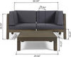 3-Piece Acacia Wood Loveseat Set with Coffee Table