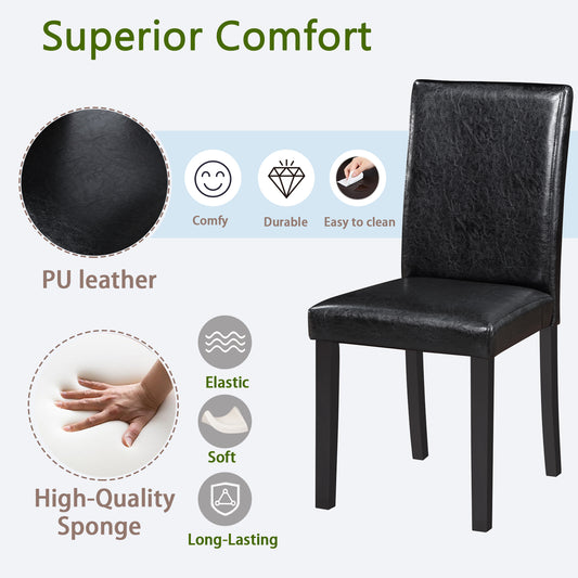 Solid Wood Dining Chair, Set of 4 — Black