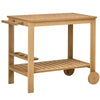 Rolling Outdoor Bar Cart — Fir Wood with Wine Bottle Storage, Natural