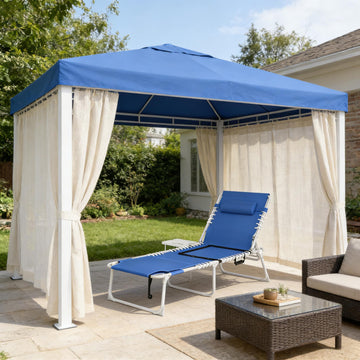 Folding Beach & Pool Lounger with Side Table
