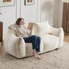 Oversized Bean Bag Loveseat with Pillows, White