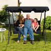 Three-Seat Canopy Porch Swing with Cushions, Black Steel