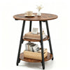 Rustic Brown 3-Tier Metal Side Table with Open Shelves