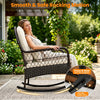 PE Wicker Patio Rocking Chair with Cushions - White