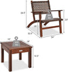 3 Piece Patio Conversation Set With Solid Eucalyptus Wood Frame And Brown Rattan Wicker-4
