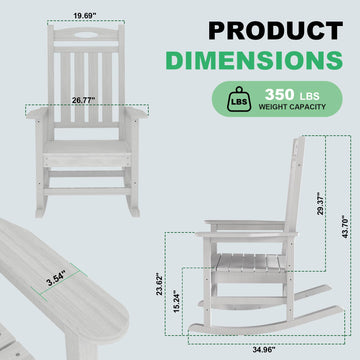 HDPE Outdoor Rocking Chair, Set of 2, White