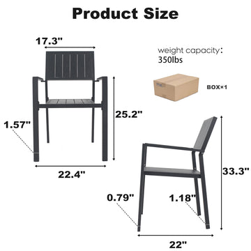 5-Piece Square Patio Dining Set with 37.8-Inch Wood-Grain Table and 4