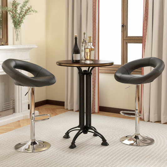 Adjustable Swivel Bar Stools with Hollow Back, Set of 2