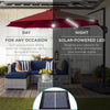 10ft Solar LED Cantilever Patio Umbrella with 360° Rotation