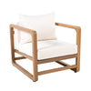 Acacia Wood Club Chair with Beige Cushion Set