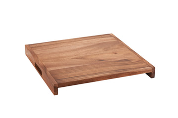 Acacia Wood 16" Square Serving Tray, Reversible Design