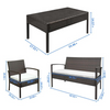4-Piece PE Rattan Patio Sofa Set with Glass-Top Table