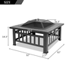 Portable Square Metal Fire Pit with Mesh Lid and Poker