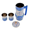 Aluminium Jug Set with 2 Glass Tumblers, 21 cm