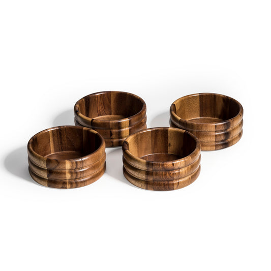 Individual Salad Bowls, Set of 4 Acacia Wood