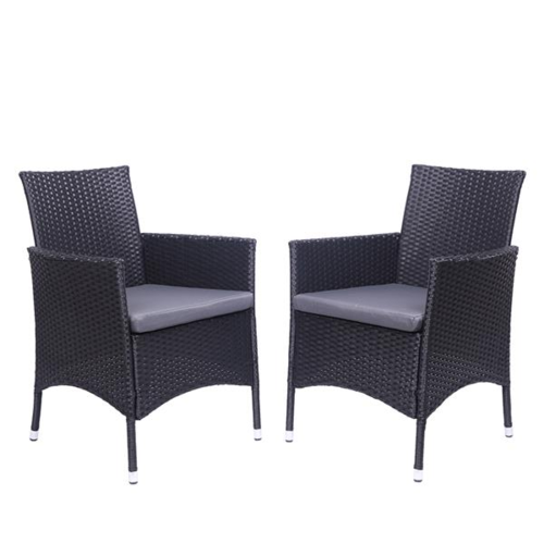 Set of 2 Rattan Single-Back Lounge Chairs with Cushions