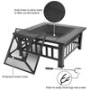 Portable Square Metal Fire Pit with Mesh Lid and Poker