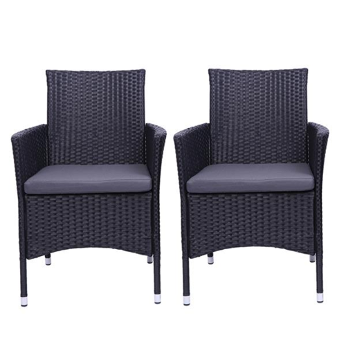 Set of 2 Rattan Single-Back Lounge Chairs with Cushions