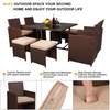 9-Piece Wood Grain PE Wicker Patio Dining Set
