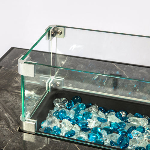 Glass-rock flame bed