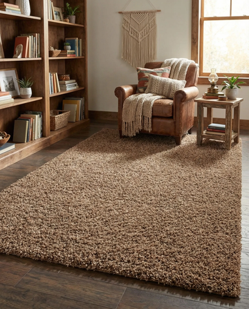Coffee Shaggy High-Pile Area Rug