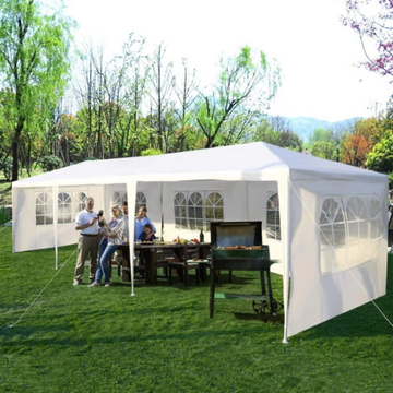 White Party Tent 3 x 9m Five-Sided Waterproof Gazebo