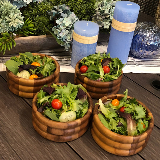 Individual Salad Bowls, Set of 4 Acacia Wood