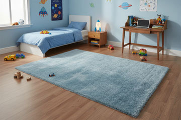 Blue Shaggy High-Pile Area Rug