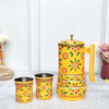 Aluminium Jug Set with 2 Glass Tumblers, 21 cm