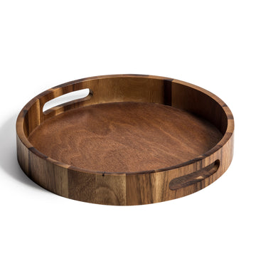 13-Inch Round Acacia Wood Serving Tray
