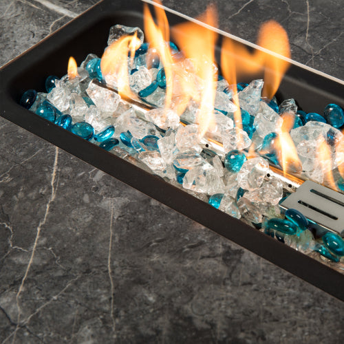 Rectangular Rattan Propane Fire Pit Table