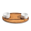 Acacia Charcuterie & Serving Tray with 2 Lidded Ceramic Bowls