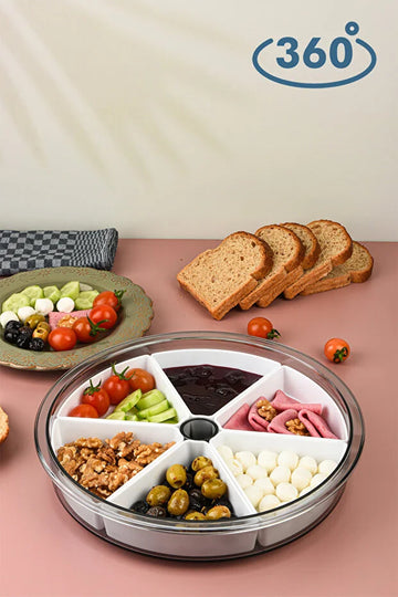Rotating Serving Tray — 6 Compartments
