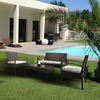 4-Piece PE Rattan Patio Sofa Set with Glass-Top Table