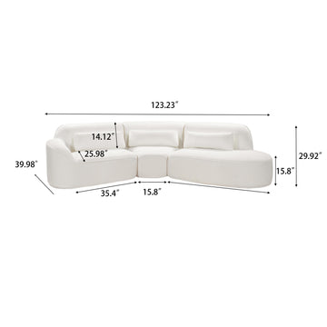 Curved 3-Piece Sectional Sofa with Chaise, Right-Hand Facing
