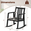Solid Rubber Wood Rocking Chair with Linen Cushion, Black