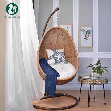Garden  Rattan Furniture Indoor Single Seat Weaving Hammock Metal Egg Hanging  Patio Swing Chair Outdoor