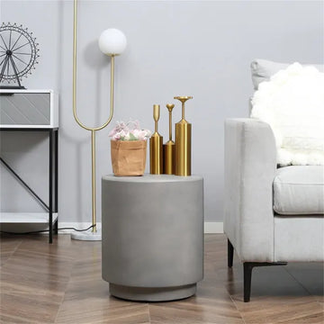 Concrete-Look Side Table, Light Gray