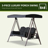 Three-Seat Porch Swing with Canopy and Side Trays