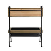 Rustic Brown Wood Planter Stand with Black Iron Frame, 24 in Tall