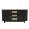 Fluted Black Sideboard with 4 Sliding Doors, 60"