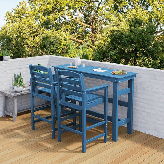 Adirondack Outdoor Bar Table and Chairs Set, Blue