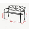 50" Metal Outdoor Bench with Backrest & Armrests