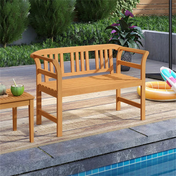2-Person Acacia Wood Outdoor Bench